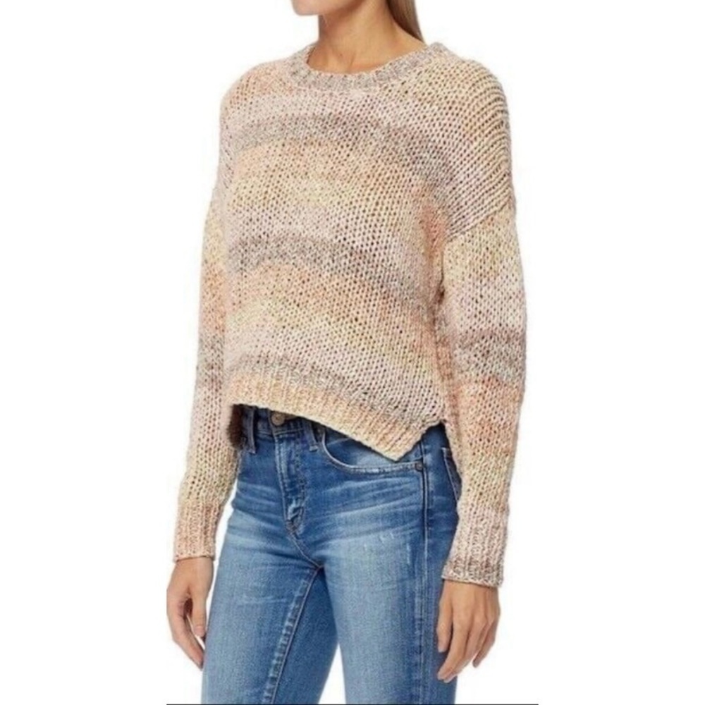 NEW 360SWEATER Open Knit Cotton Crewneck Sweater in Celestia Stripe